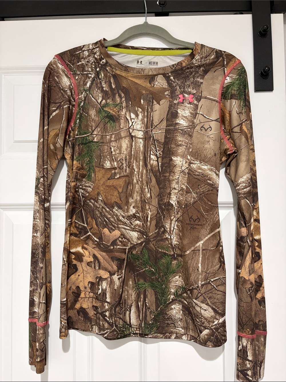 Under Armour Camo Scent Control Long Sleeve Performance Tee with Pink Accents